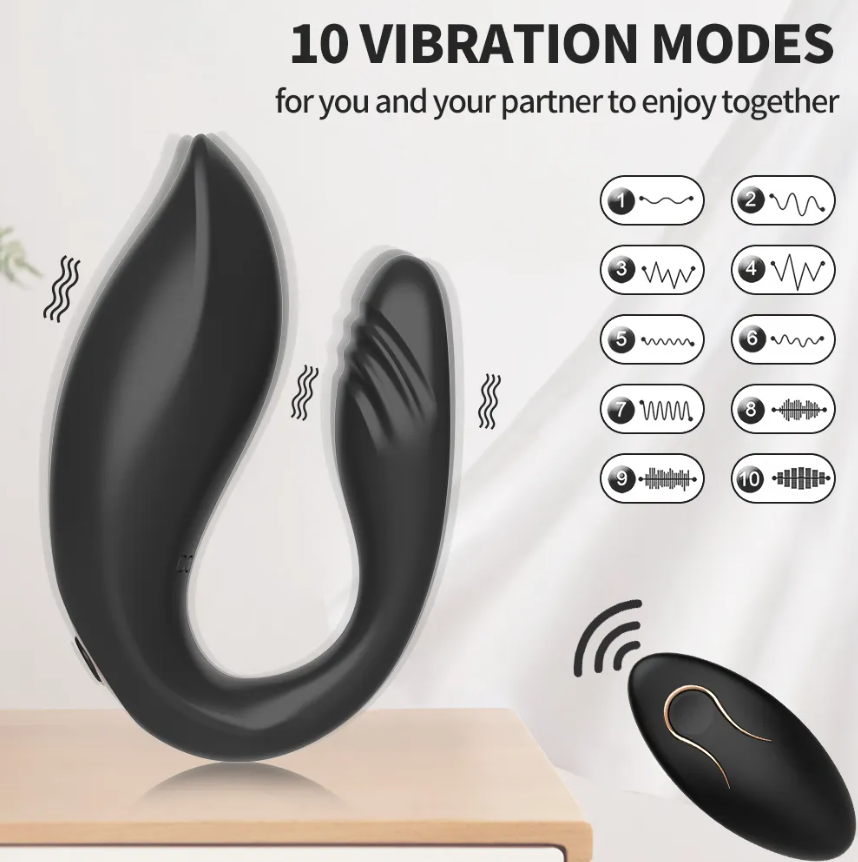 Vibrador en U con Control Remoto 10 Modos Doble Motor (P364)