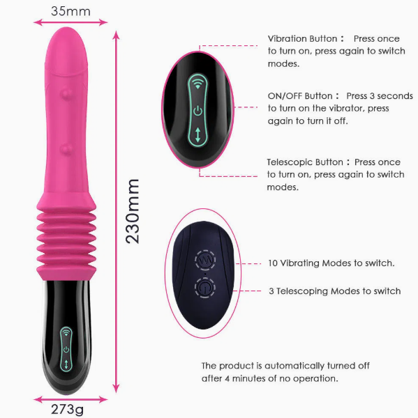 Vibrador Telescópico Pistola Dildo con Control Remoto(P366)